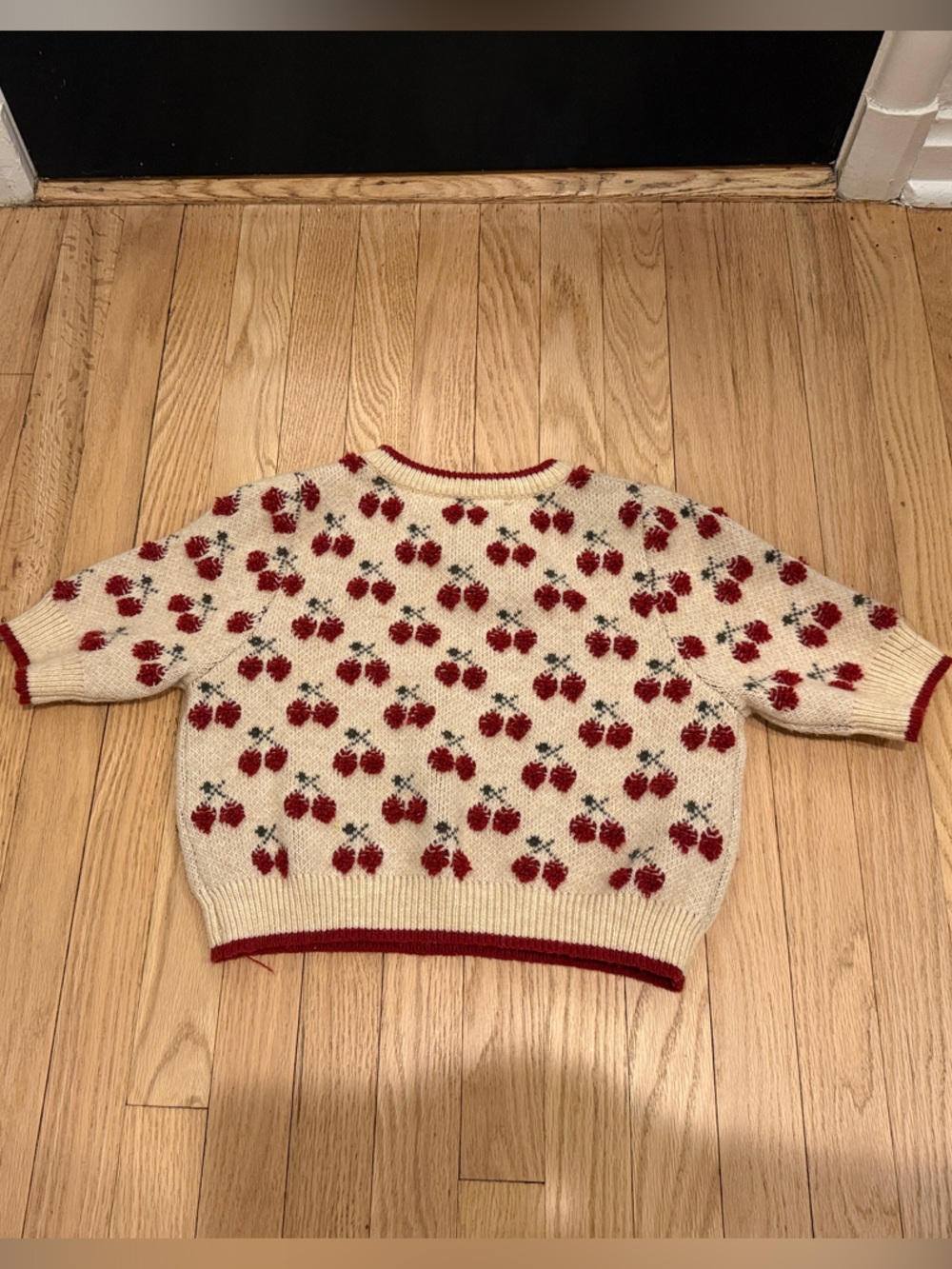 Cider Cream Knit Sweater with Red Floral Detail - Picture 2 of 3